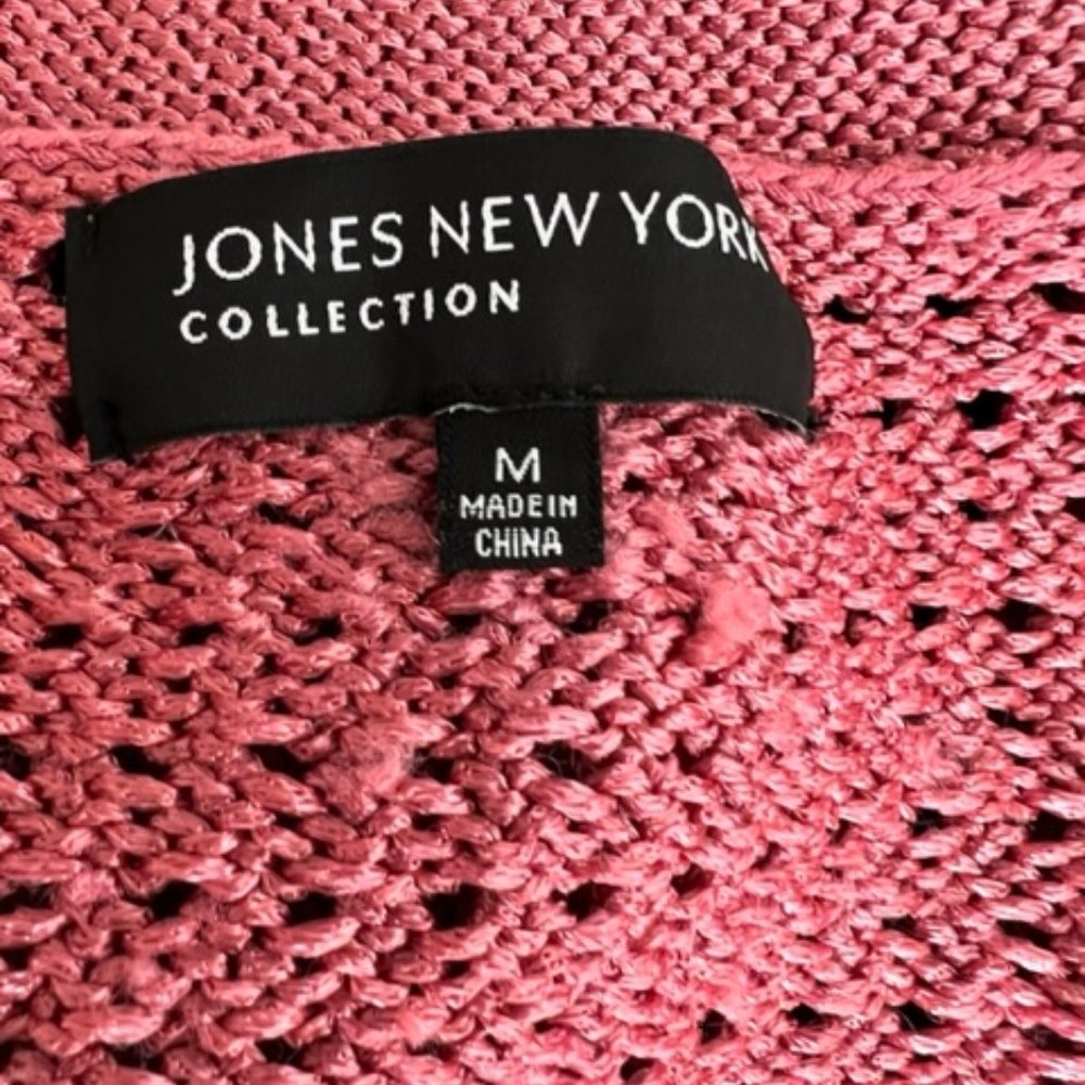 Rose-Colored Open Knit Shrug Cardigan - Picture 3 of 9